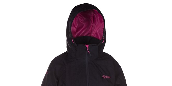 Dámska čierna outdoorová bunda s ružovými detailmi Kilpi