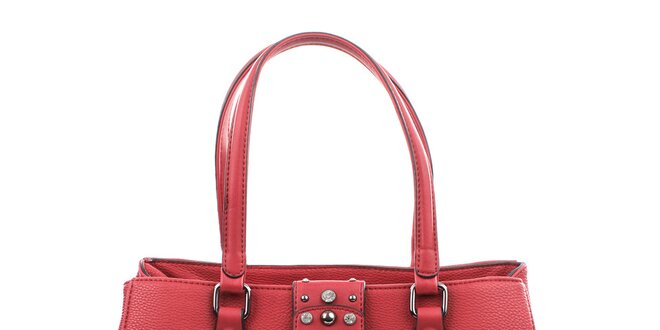 Dámska červená kabelka so zámčekom a cvokmi Bessie