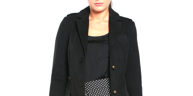 Dámsky čierny kabát na gombíky Vera Ravenna