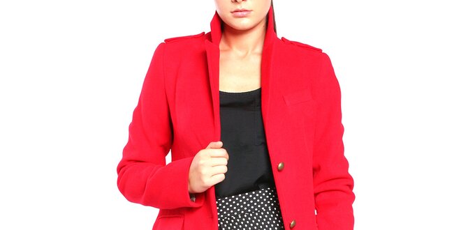 Dámsky červený kabát na gombíky Vera Ravenna