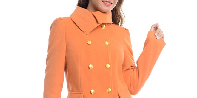 Dámsky dvojradový oranžový kabát Vera Ravenna