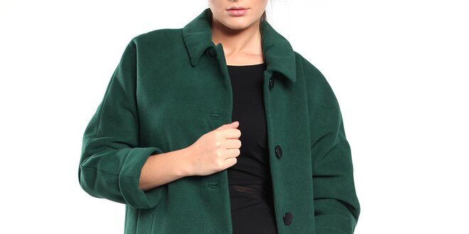 Dámsky fľaškovo zelený retro kabát Vera Ravenna