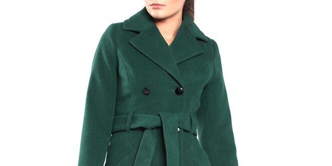 Dámsky fľaškovo zelený kabát Vera Ravenna