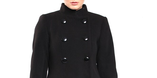 Dámsky čierny dvojradový kabát Vera Ravenna