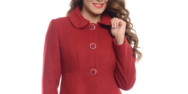 Dámsky červený kabát s límčekom Vera Ravenna