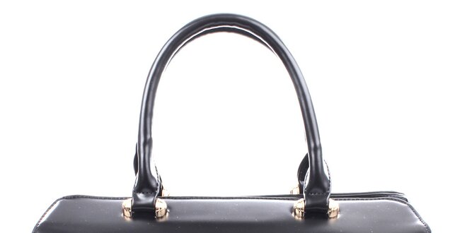 Dámska čierna kabelka s kovovým guľatým komponentom Bessie