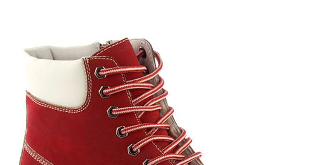 Dámske červené členkové topánky s kožúškom Keddo