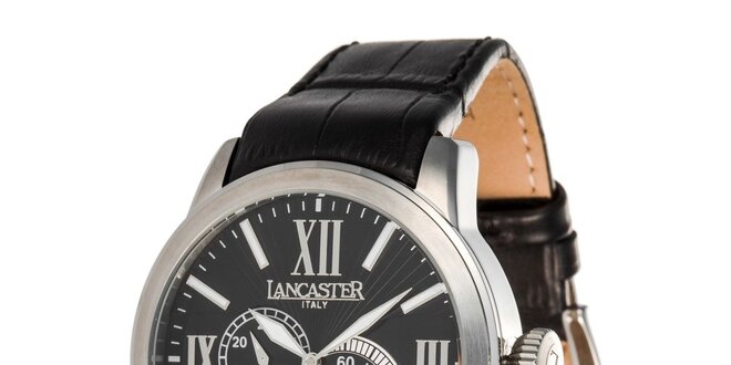 Pánske oceľové hodinky s čiernym ciferníkom Lancaster