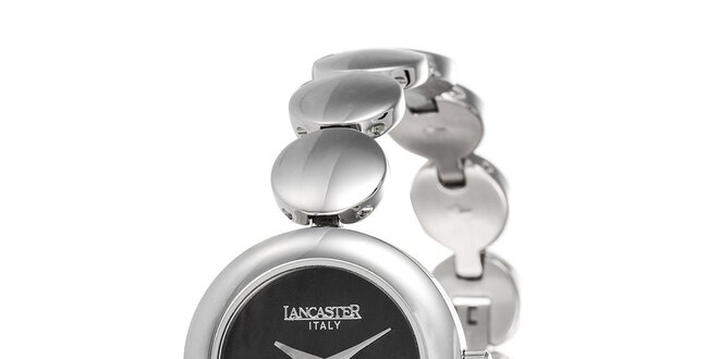 Dámske minimalistické strieborné hodinky s tmavým ciferníkom Lancaster