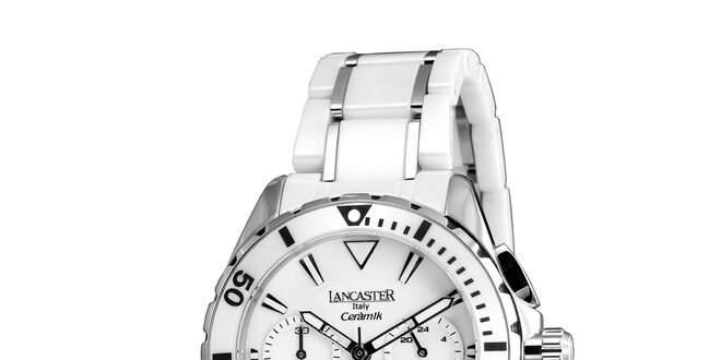 Dámske bielo-strieborné keramické hodinky Lancaster