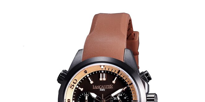 Dámske hnedo-čierne hodinky s chronografom Lancaster