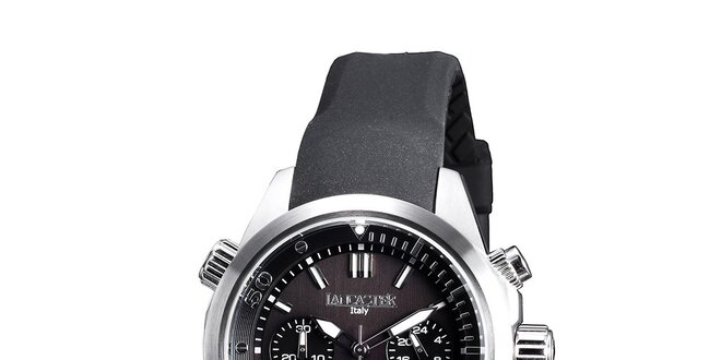 Dámske strieborno-čierne hodinky s chronografom Lancaster