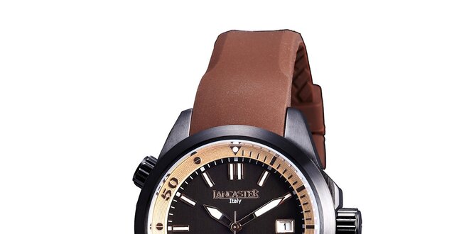 Dámske čierno-hnedé hodinky s dátumovkou Lancaster