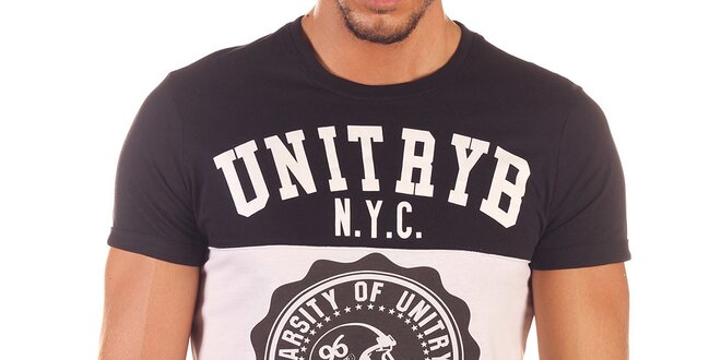 Pánske čierno-biele tričko s potlačou Unitryb