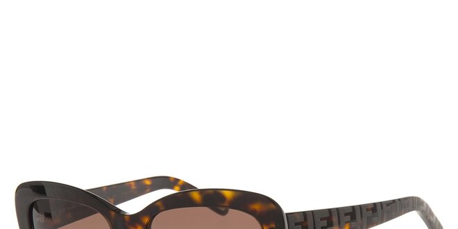 Dámske tmavo hnedé korytnačie slnečné okuliare Fendi