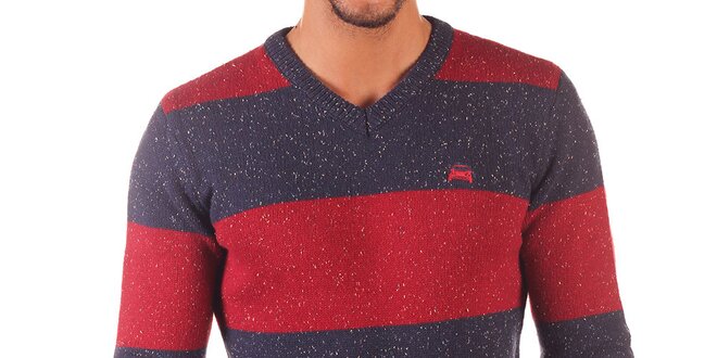 Pánsky červeno-modrý melírovaný sveter Unitryb