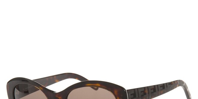 Dámske tmavo hnedé korytnačie slnečné okuliare Fendi