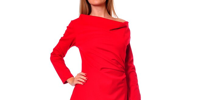 Dámske červené šaty s voľnou sukňou Avangard