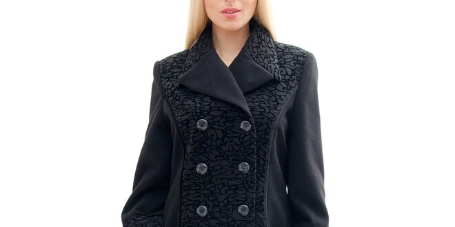 Dámsky čierny dvojradový kabát so vzorom Radek's