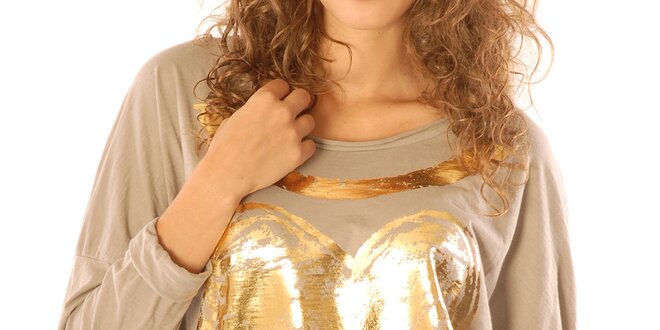 Dámske béžové tričko so zlatým srdiečkom Silvana Cirri