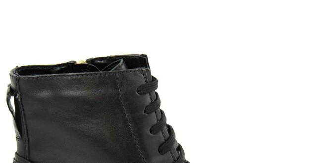 Dámske čierne šnurovacie členkové topánky so zipsom Giorgio Picino