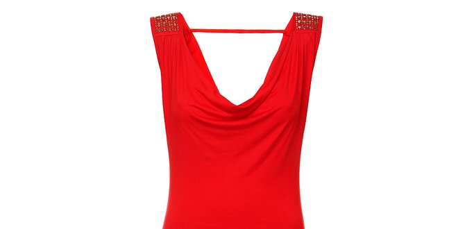 Dámske červené šaty Victoria Look s korálkami