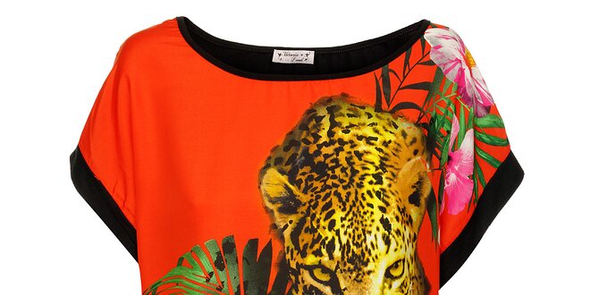 Dámsky oranžovo-čierny leopardí top Victoria Look