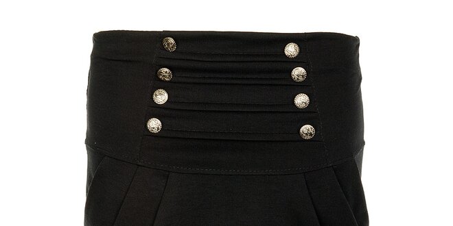 Dámska čierna sukňa Victoria Look s kovovými gombíčkami
