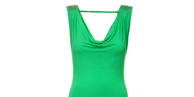 Dámske sýto zelené šaty Victoria Look s korálkami