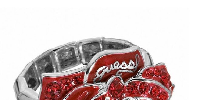 Dámsky prsteň s červenou ružou Guess