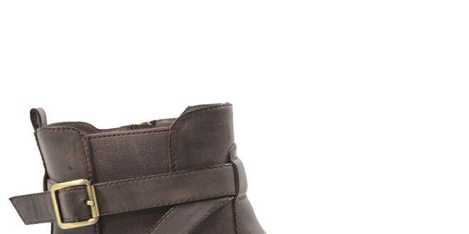Dámske hnedé členkové topánky s prackou za pätou Drastik