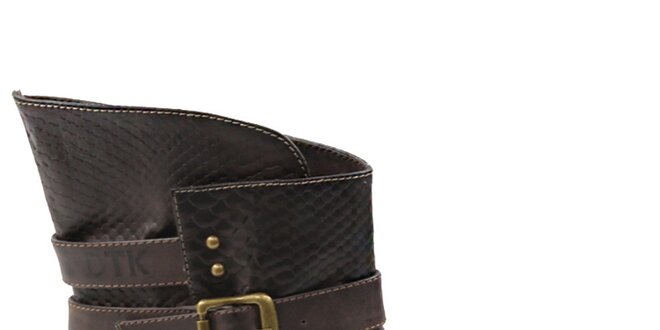 Dámske hnedé vzorované členkové topánky Drastik