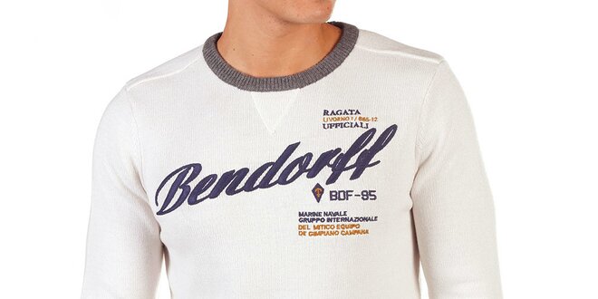 Pánsky krémový sveter s kontrastnými lemami Bendorff