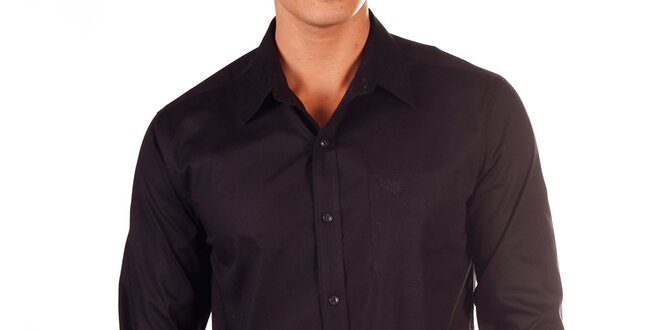 Pánska čierna košeľa s vreckom na hrudi Bendorff