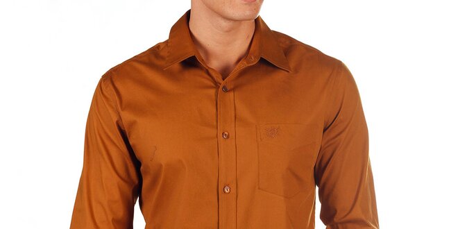 Pánska tehlovo hnedá košeľa s vreckom na hrudi Bendorff