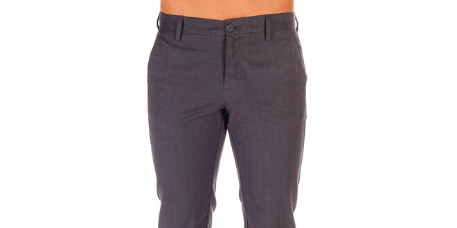 Pánske šedé nohavice s jemným kockovaným vzorom Bendorff