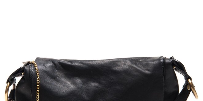 Dámska čierna kožená kabelka cez rameno Roberta Minelli