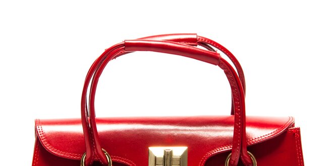 Dámska červená lakovaná kabelka s patentom zlatej farby Roberta Minelli