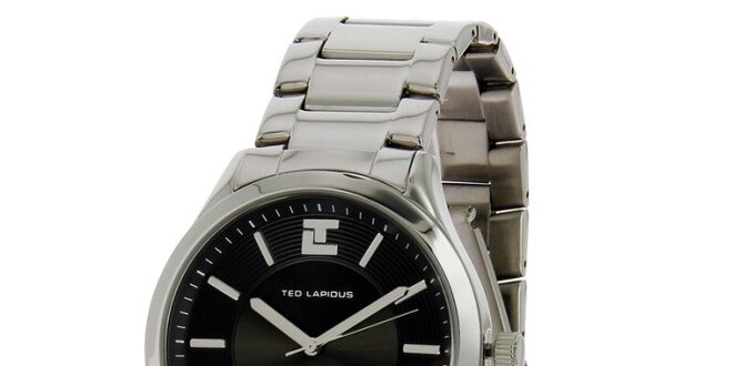 Pánske oceľové hodinky s čiernym ciferníkom Ted Lapidus
