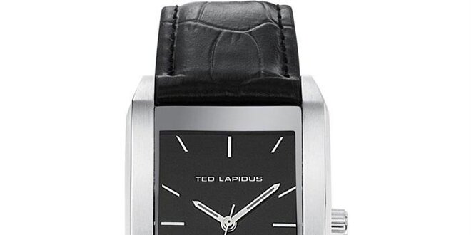 Pánske hodinky s čiernym hranatým ciferníkom Ted Lapidus