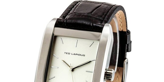 Pánske oceľové hodinky s hranatým svetlým ciferníkom Ted Lapidus
