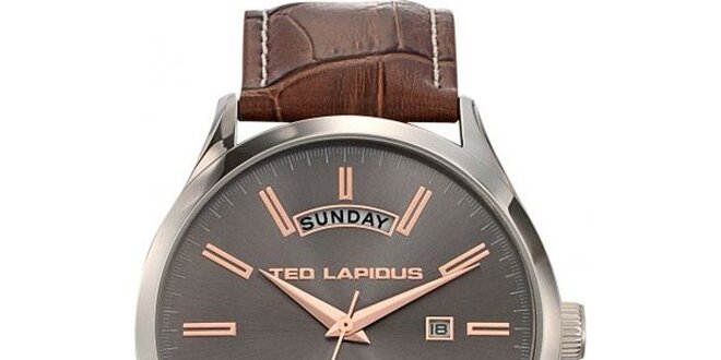 Pánske oceľové hodinky so šedým ciferníkom Ted Lapidus