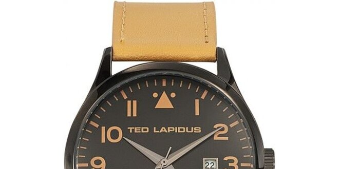 Pánske čierne hodinky so žltým remienkom Ted Lapidus