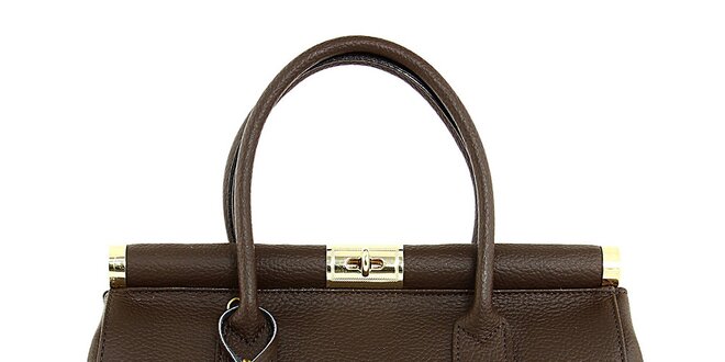 Dámska tmavo hnedá kufríková kabelka so zámčekom Kreativa bags