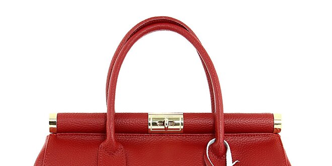 Dámska červená kufríková kabelka so zámčekom Kreativa bags