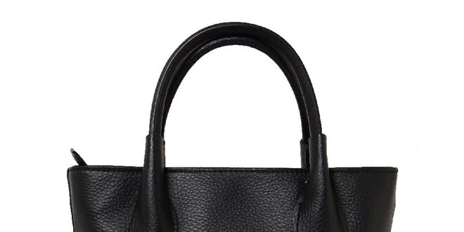 Dámska čierna kožená kabelka s dvomi pútkami Kreativa bags