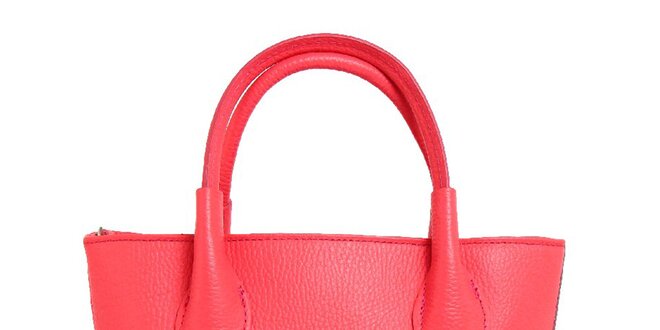Dámska lososovo ružová kožená kabelka s dvomi pútkami Kreativa bags