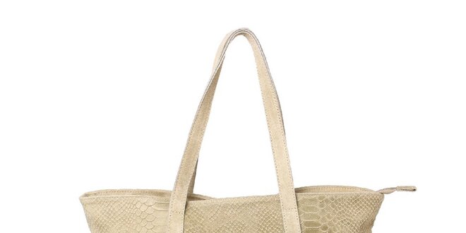 Dámska béžová kabelka s krokodílim vzorom Kreativa bags