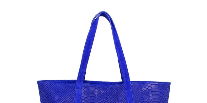 Dámska modrá kabelka s krokodílim vzorom Kreativa bags