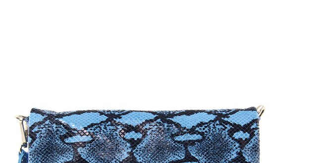 Dámska modrá listová kabelka s hadím vzorom Kreativa bags